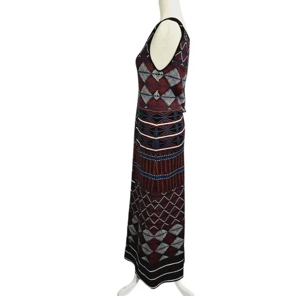 Peruvian Connection 100% Pima Cotton Women's Geometric Sleeveless Maxi Dress M - Picture 6 of 8